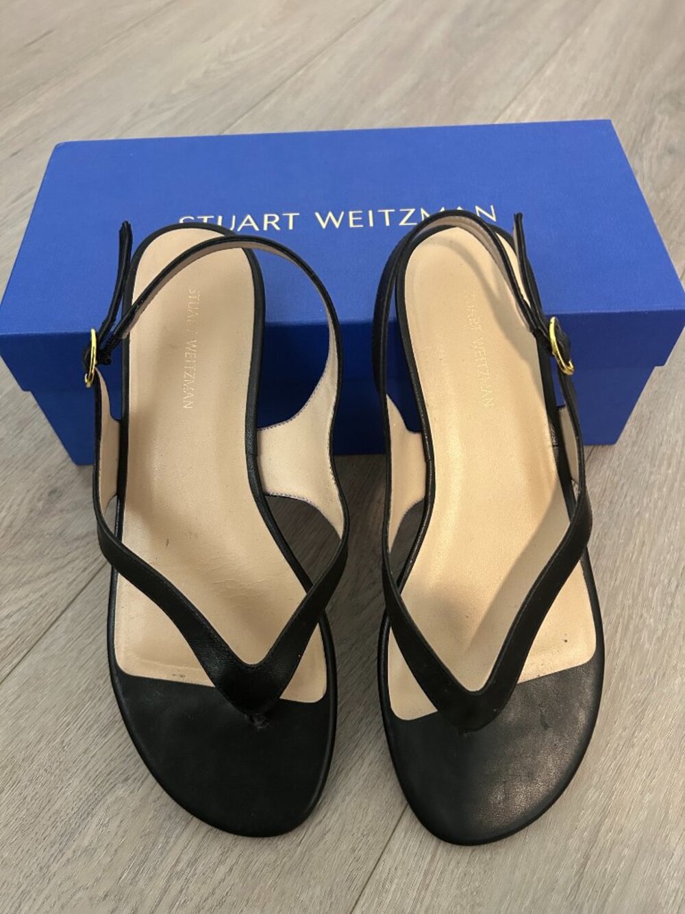 Stuart Weitzman Align Slingback Sandal (Women) BLACK, Size 7 M